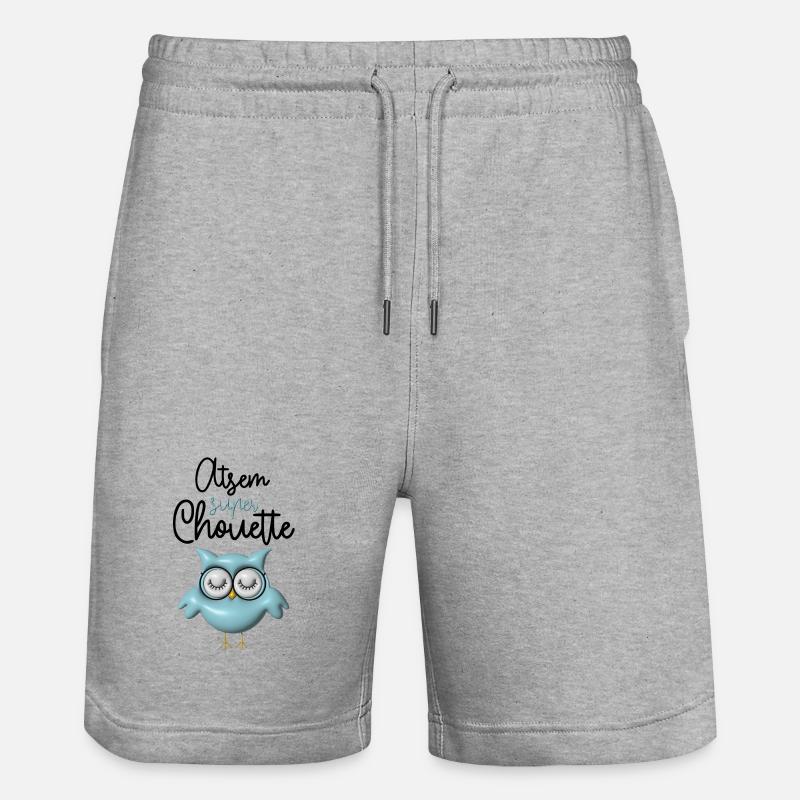 Atsem super chouette bleue 3D - Short de jogging bio TRAINER Stanley/Stella unisexe - gris chiné