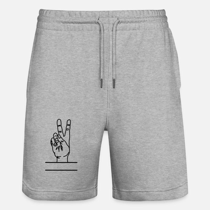 Text space with hand gesture peace - Stanley/Stella Trainer Unisex Organic Jogging Shorts - heather grey