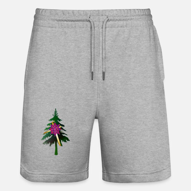 Christbaum oder Weihnachtsbaum & Geschenkschleife - Stanley/Stella Unisex Bio Joggingshorts Trainer  - Grau meliert