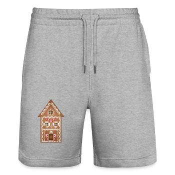 großes verziertes Lebkuchen Haus für Weihnachten - Stanley/Stella Unisex Bio Joggingshorts Trainer  - Grau meliert - Vorne - Nik (191cm) & Marisol (170cm)