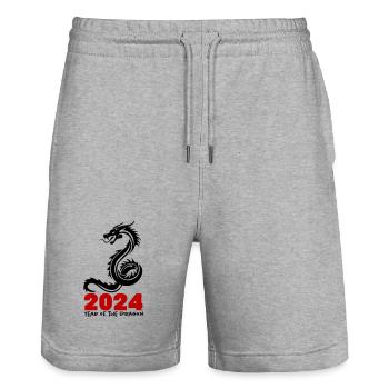 2024 - Stanley/Stella Unisex Bio Joggingshorts Trainer  - Grau meliert - Vorne - Nik (191cm) & Marisol (170cm)