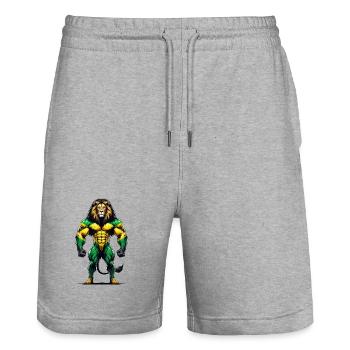Musique reggae jamaïcaine - Short de jogging bio TRAINER Stanley/Stella unisexe - gris chiné - Devant - Nik (191cm) & Marisol (170cm)