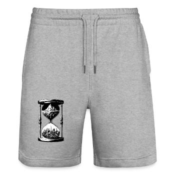sablier16 - Short de jogging bio TRAINER Stanley/Stella unisexe - gris chiné - Devant - Nik (191cm) & Marisol (170cm)
