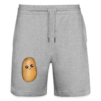 Pommes de terre Kawai - Short de jogging bio TRAINER Stanley/Stella unisexe - gris chiné - Devant - Nik (191cm) & Marisol (170cm)