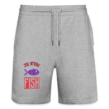 I DON'T CARE - Stanley/Stella Trainer Unisex Organic Jogging Shorts - heather grey - Front - Nik (191cm) & Marisol (170cm)