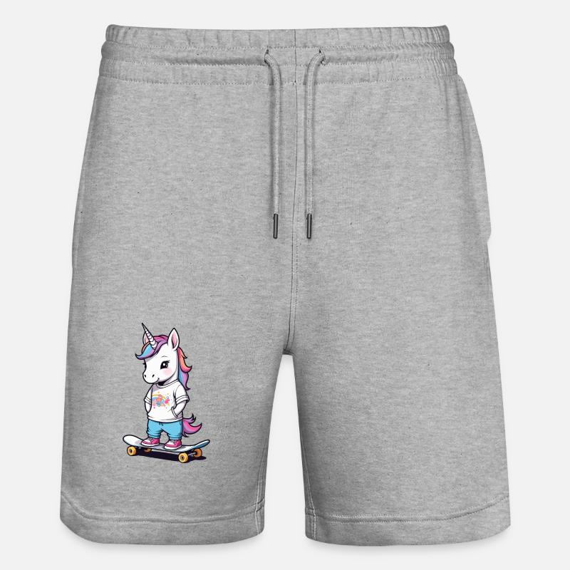 Licorne patineuse mignonne - Short de jogging bio TRAINER Stanley/Stella unisexe - gris chiné