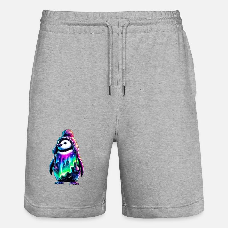 Aurora Borealis Pinguin - Stanley/Stella Unisex Bio Joggingshorts Trainer  - Grau meliert