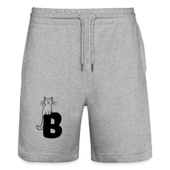 Lettre B du chat - Short de jogging bio TRAINER Stanley/Stella unisexe - gris chiné - Devant - Nik (191cm) & Marisol (170cm)