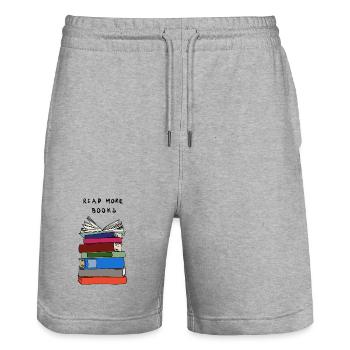 Lire la suite Livres - Bücherstapel - Short de jogging bio TRAINER Stanley/Stella unisexe - gris chiné - Devant - Nik (191cm) & Marisol (170cm)