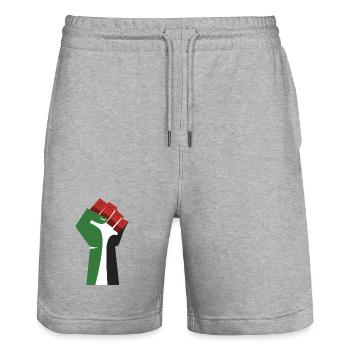 Die erhobene Faust (grün, weiß, schwarz, rot) - Stanley/Stella Unisex Bio Joggingshorts Trainer  - Grau meliert - Vorne - Nik (191cm) & Marisol (170cm)