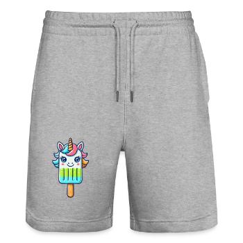 Ein Eis am Stil in Form eines bunten Einhorns - Stanley/Stella Unisex Bio Joggingshorts Trainer  - Grau meliert - Vorne - Nik (191cm) & Marisol (170cm)