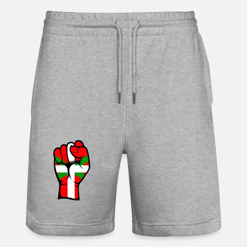 Poing drapeau basque - Short de jogging bio TRAINER Stanley/Stella unisexe - gris chiné