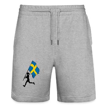 Drapeau Suède femme courant - Short de jogging bio TRAINER Stanley/Stella unisexe - gris chiné - Devant - Nik (191cm) & Marisol (170cm)