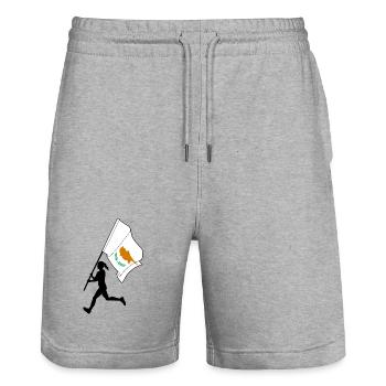 Zypern Flagge Frau Läuft - Stanley/Stella Unisex Bio Joggingshorts Trainer  - Grau meliert - Vorne - Nik (191cm) & Marisol (170cm)