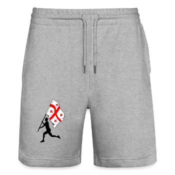 Drapeau Géorgie homme courant - Short de jogging bio TRAINER Stanley/Stella unisexe - gris chiné - Devant - Nik (191cm) & Marisol (170cm)