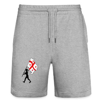 Drapeau Géorgie femme marchant - Short de jogging bio TRAINER Stanley/Stella unisexe - gris chiné - Devant - Nik (191cm) & Marisol (170cm)
