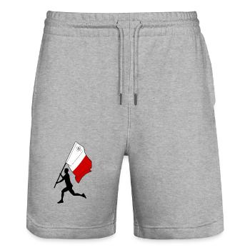 Flagge Malta Mann läuft - Stanley/Stella Unisex Bio Joggingshorts Trainer  - Grau meliert - Vorne - Nik (191cm) & Marisol (170cm)