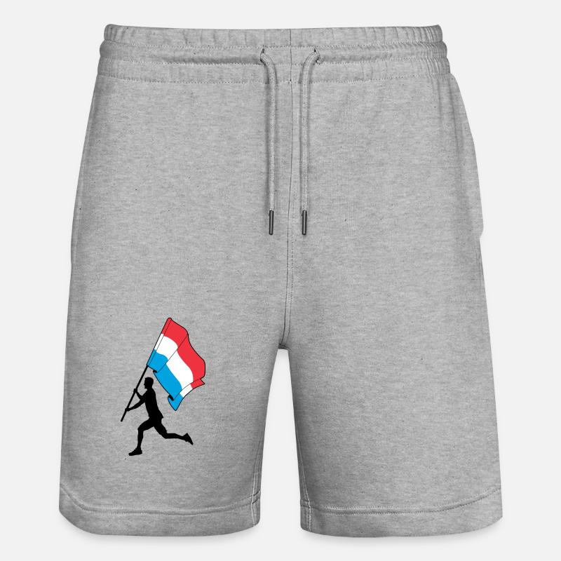 Drapeau Luxembourg homme en course - Short de jogging bio TRAINER Stanley/Stella unisexe - gris chiné