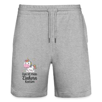 C’est mon costume de licorne - Short de jogging bio TRAINER Stanley/Stella unisexe - gris chiné - Devant - Nik (191cm) & Marisol (170cm)