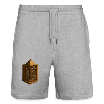 Pyramid of Chephren | Ancient Gear Mechanism Art - Stanley/Stella Trainer Unisex Organic Jogging Shorts - heather grey - Front - Nik (191cm) & Marisol (170cm)