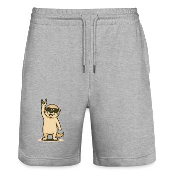 Rocker de vague Otter - Short de jogging bio TRAINER Stanley/Stella unisexe - gris chiné - Devant - Nik (191cm) & Marisol (170cm)