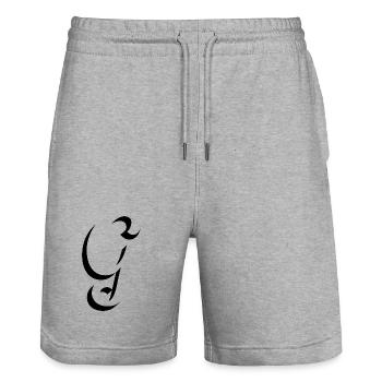 Lettre G, nom, la lettre G - Short de jogging bio TRAINER Stanley/Stella unisexe - gris chiné - Devant - Nik (191cm) & Marisol (170cm)