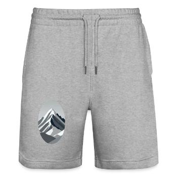 Montagnes abstraites avec des contrastes de gris - Short de jogging bio TRAINER Stanley/Stella unisexe - gris chiné - Devant - Nik (191cm) & Marisol (170cm)