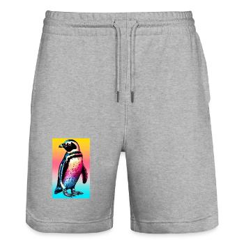 penguin - Stanley/Stella Trainer Unisex Organic Jogging Shorts - heather grey - Front - Nik (191cm) & Marisol (170cm)