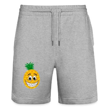 gai dessin animé ananas sucré fruits tropicaux été - Short de jogging bio TRAINER Stanley/Stella unisexe - gris chiné - Devant - Nik (191cm) & Marisol (170cm)