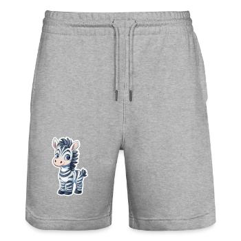 Zebra - Stanley/Stella Trainer Unisex Organic Jogging Shorts - heather grey - Front - Nik (191cm) & Marisol (170cm)
