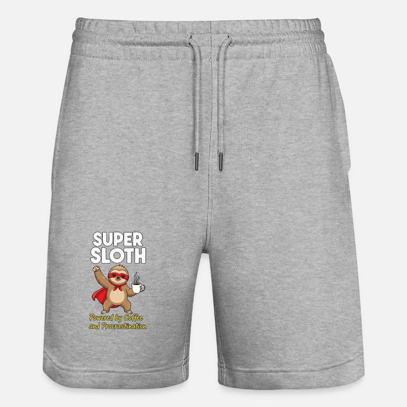 Super Sloth Held Coffee Cape - Stanley/Stella Unisex Bio Joggingshorts Trainer  - Grau meliert