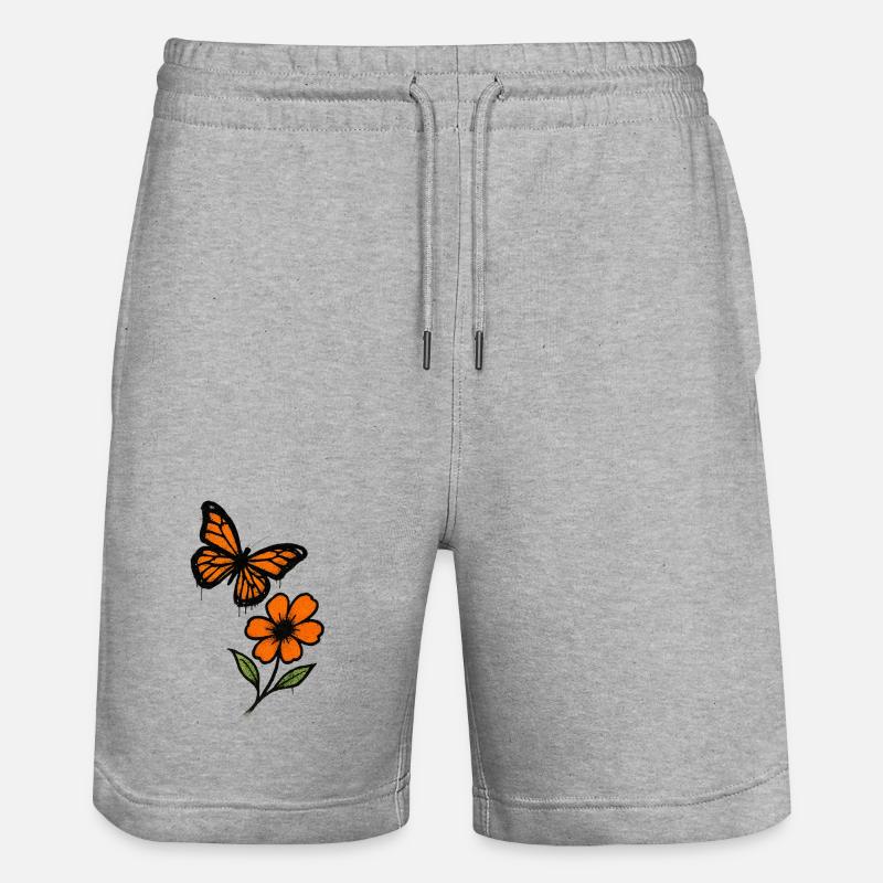 Graffiti de papillons et de fleurs - Short de jogging bio TRAINER Stanley/Stella unisexe - gris chiné