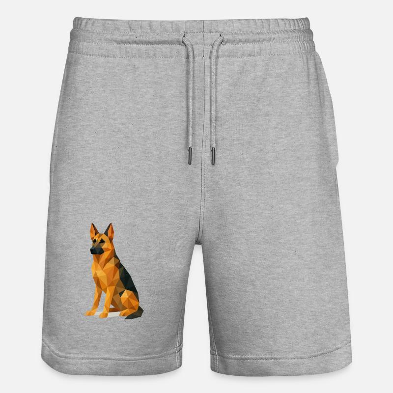 Chien Berger Allemand en Low Poly - Short de jogging bio TRAINER Stanley/Stella unisexe - gris chiné