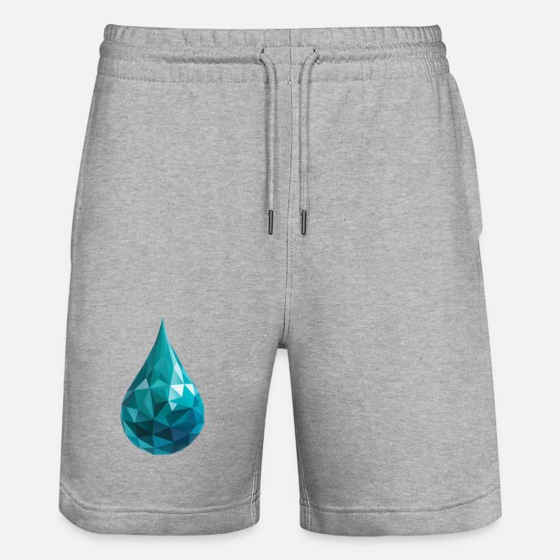 Goutte d’eau - Logo Low Poly cool - Short de jogging bio TRAINER Stanley/Stella unisexe - gris chiné