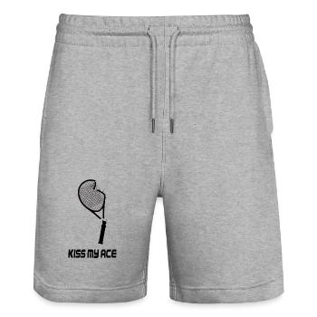 Kiss My Ace - Conception de tennis amusante - Short de jogging bio TRAINER Stanley/Stella unisexe - gris chiné - Devant - Nik (191cm) & Marisol (170cm)