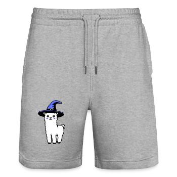 Cute Alpaca Llama Witch Hat Halloween Costume - Stanley/Stella Trainer Unisex Organic Jogging Shorts - heather grey - Front - Nik (191cm) & Marisol (170cm)