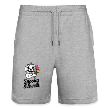 Halloweenkürbis mit Eiscreme - Stanley/Stella Trainer Unisex Organic Jogging Shorts - heather grey - Front - Nik (191cm) & Marisol (170cm)