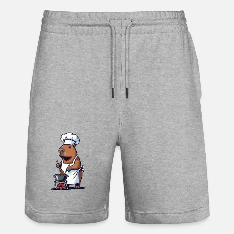 Chef Capybara Chef at the Pot - Stanley/Stella Trainer Unisex Organic Jogging Shorts - heather grey