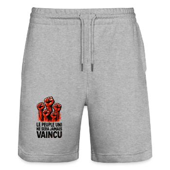 Das vereinte Volk wird niemals besiegt werden - Stanley/Stella Unisex Bio Joggingshorts Trainer  - Grau meliert - Vorne - Nik (191cm) & Marisol (170cm)