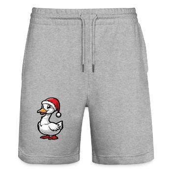 Gans Weihnachten - Stanley/Stella Unisex Bio Joggingshorts Trainer  - Grau meliert - Vorne - Nik (191cm) & Marisol (170cm)