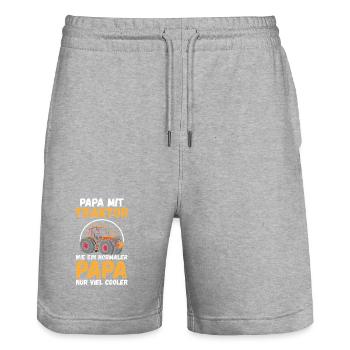 Landwirt Bauernhof Farmer Bauer Papa Vater Traktor - Stanley/Stella Unisex Bio Joggingshorts Trainer  - Grau meliert - Vorne - Nik (191cm) & Marisol (170cm)