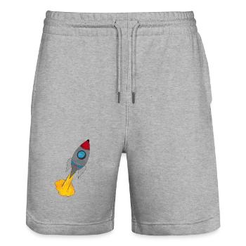 Colorful rocket at launch - Stanley/Stella Trainer Unisex Organic Jogging Shorts - heather grey - Front - Nik (191cm) & Marisol (170cm)