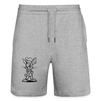 Rabbit cook - Stanley/Stella Trainer Unisex Organic Jogging Shorts - heather grey - Front - Nik (191cm) & Marisol (170cm)