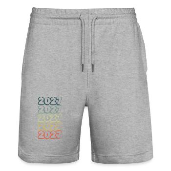 2027 - Short de jogging bio TRAINER Stanley/Stella unisexe - gris chiné - Devant - Nik (191cm) & Marisol (170cm)