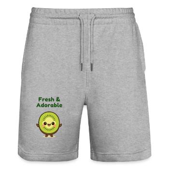 Kiwi Frisch Niedlich Kawaii - Stanley/Stella Unisex Bio Joggingshorts Trainer  - Grau meliert - Vorne - Nik (191cm) & Marisol (170cm)
