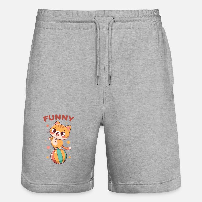 Chat espiègle sur balle arc-en-ciel - Short de jogging bio TRAINER Stanley/Stella unisexe - gris chiné