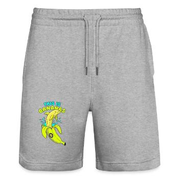 This Is Bananas 8. Geburtstag Delfin - Stanley/Stella Unisex Bio Joggingshorts Trainer  - Grau meliert - Vorne - Nik (191cm) & Marisol (170cm)