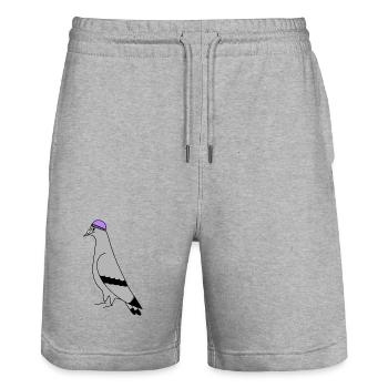 Pigeon with Beanie – Urban Minimal Illustration - Short de jogging bio TRAINER Stanley/Stella unisexe - gris chiné - Devant - Nik (191cm) & Marisol (170cm)