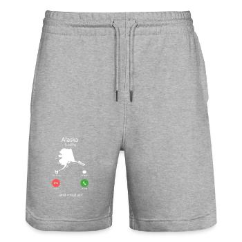 Alaskan Malamute Is Calling Funny Dog Owner - Stanley/Stella Trainer Unisex Organic Jogging Shorts - heather grey - Front - Nik (191cm) & Marisol (170cm)