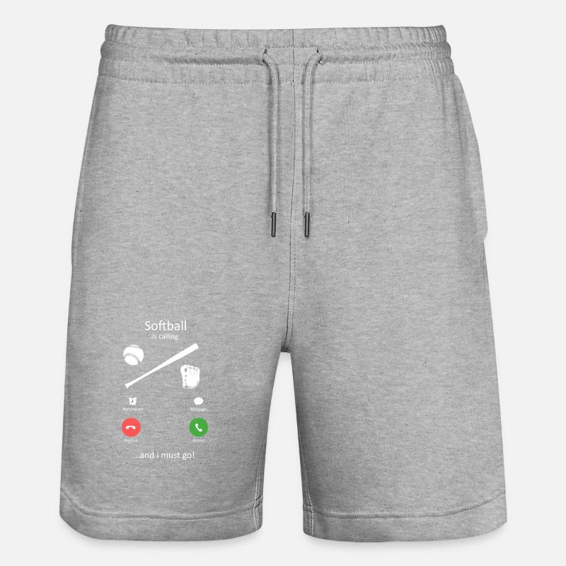 Softball appelle Appel entrant drôle - Short de jogging bio TRAINER Stanley/Stella unisexe - gris chiné